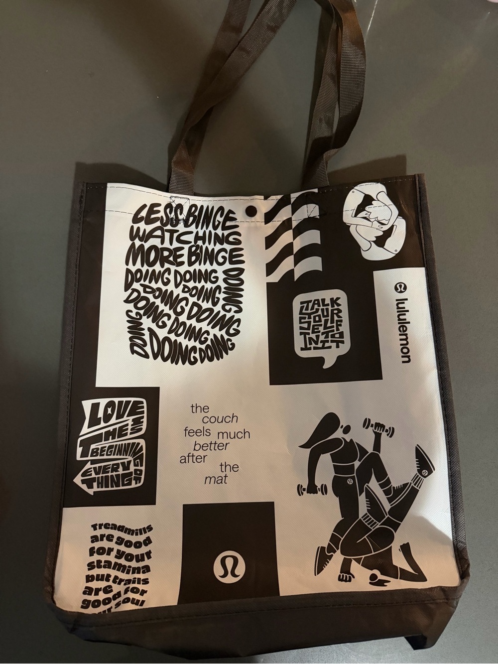Large Lululemon athletica Black and White Graphic Tote